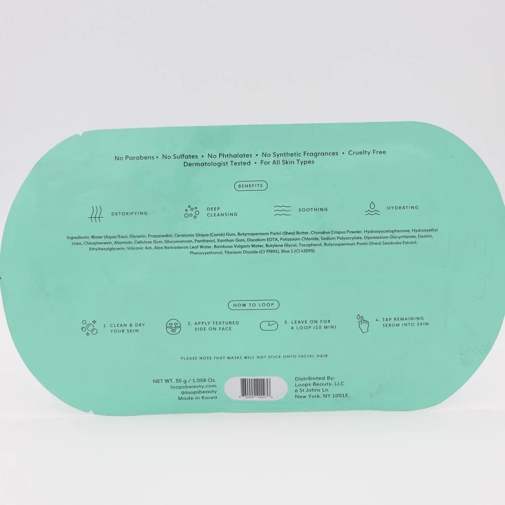Loops Clean Slate Detoxifying Hydrogel Face Mask 2 Pack Hydrate, Cleanse, Soothe